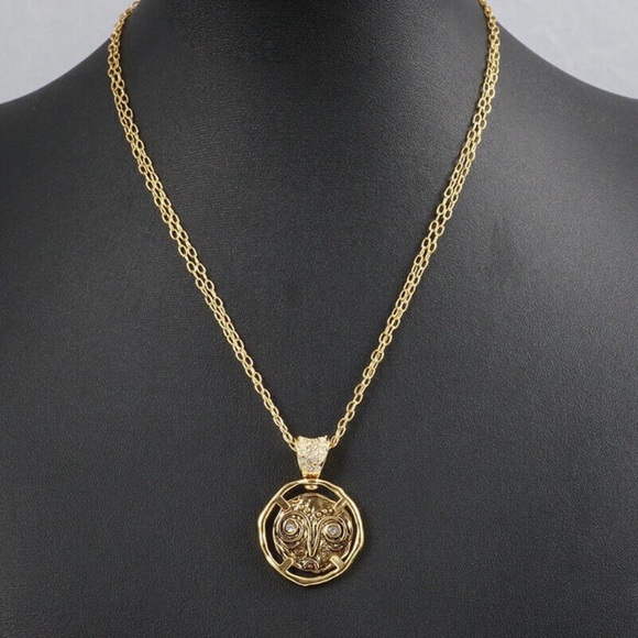 ALEXIS BITTAR • NEW Modern Antiquities Gold Coin Happy Sad Swivel Spin Necklace - Picture 7 of 15